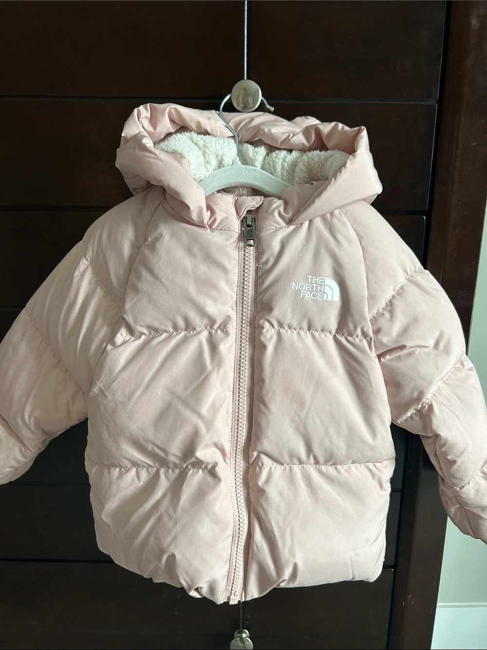 The North Face Light Pink Hooded Puffer Jacket